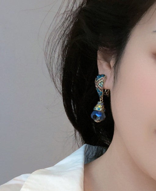Antique Style Contrasting Zircon Crystal Drop Earrings