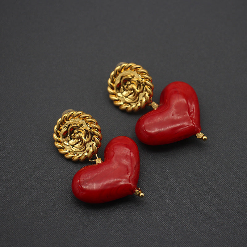 Red Love Glaze Drop Earrings
