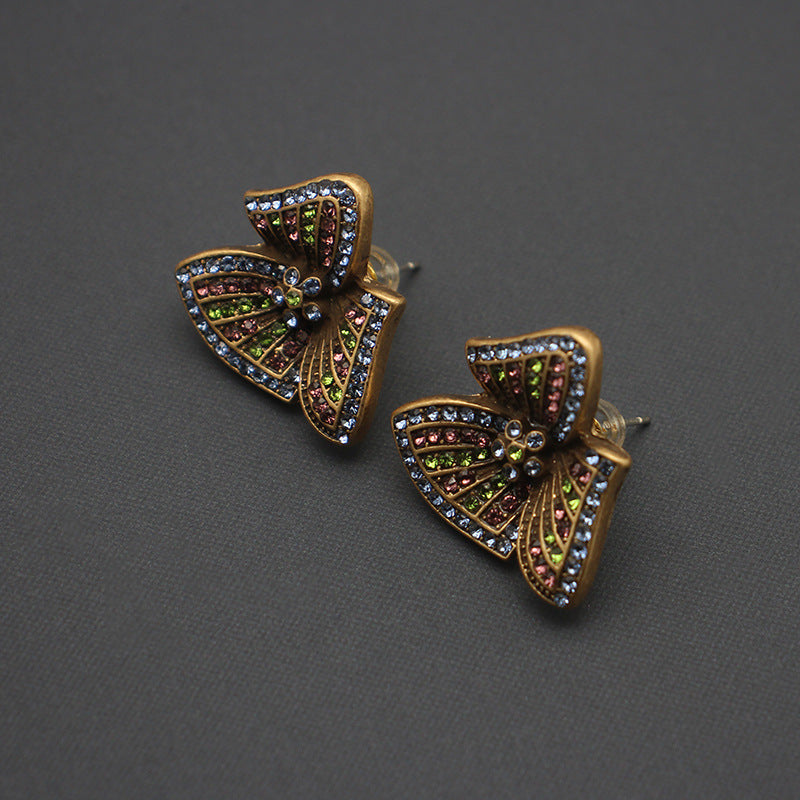 Electroplating Old Gold Petals Stud Earrings