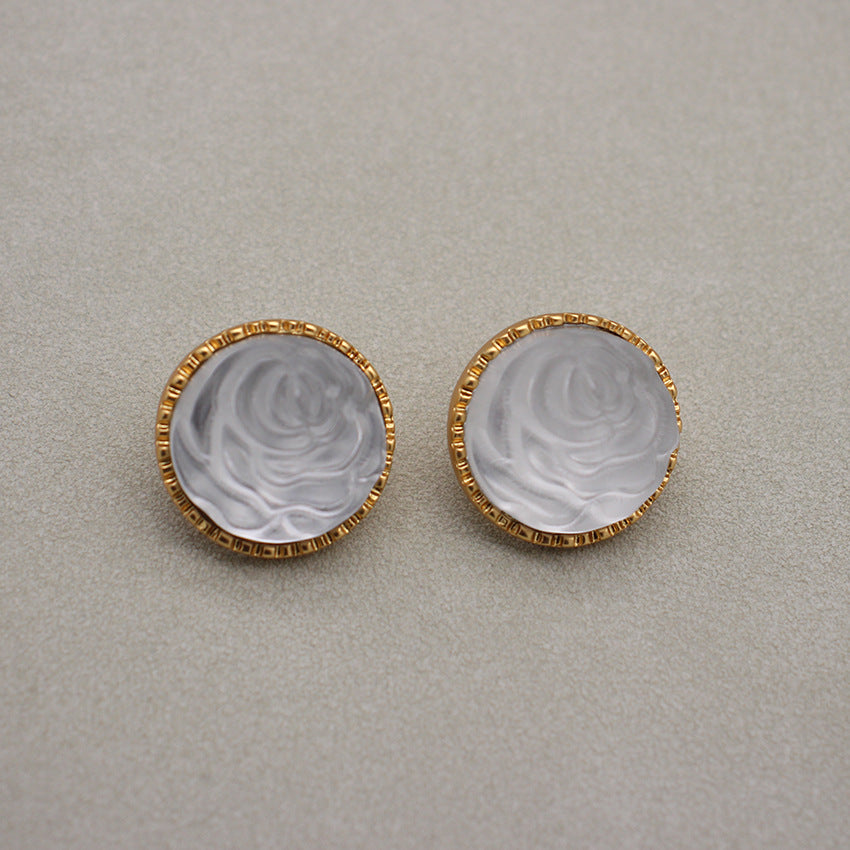 Frosted Transparent Camellia Stud Earrings