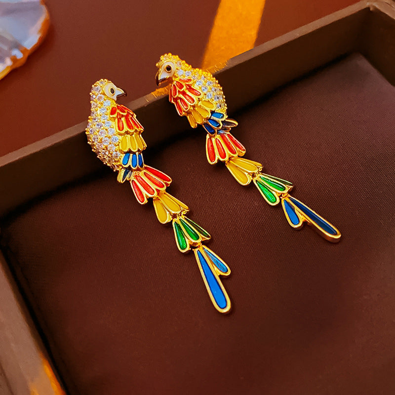 Colorful Parrot Drop Earrings