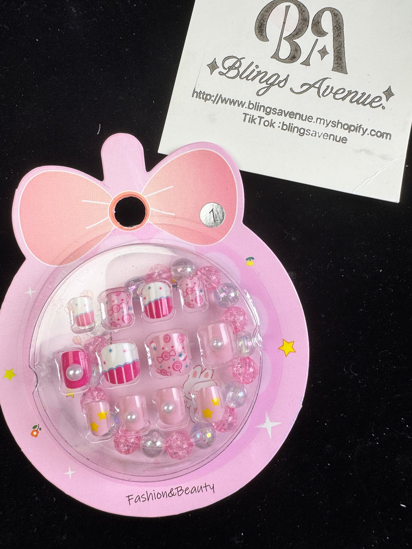 Children Press-on Nails with Bracelet Set Toy Pre-glued Candy Colour
