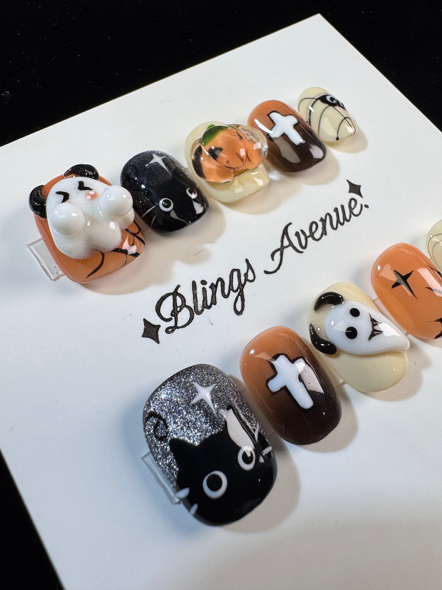 Cute and funny devil heart removable handmade press-on nails (Size Selection)