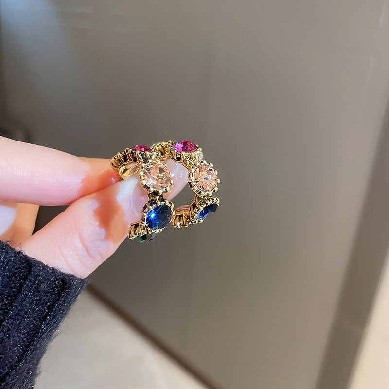 Vintage diamond baroque Hoop Earrings