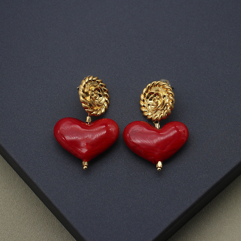 Red Love Glaze Drop Earrings