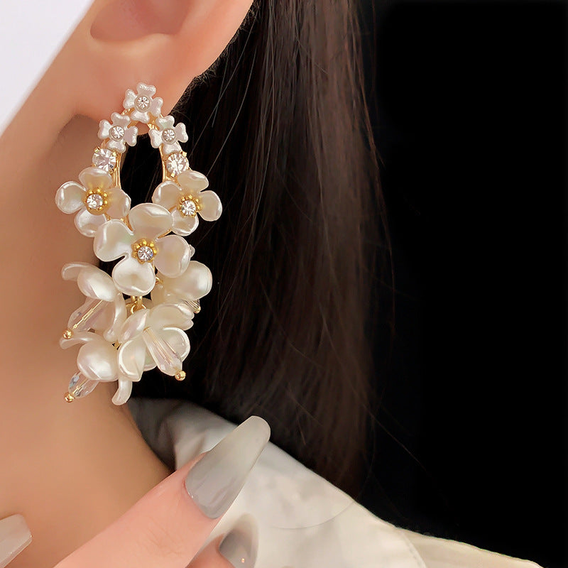 Diamond Acrylic Flower Drop Earrings