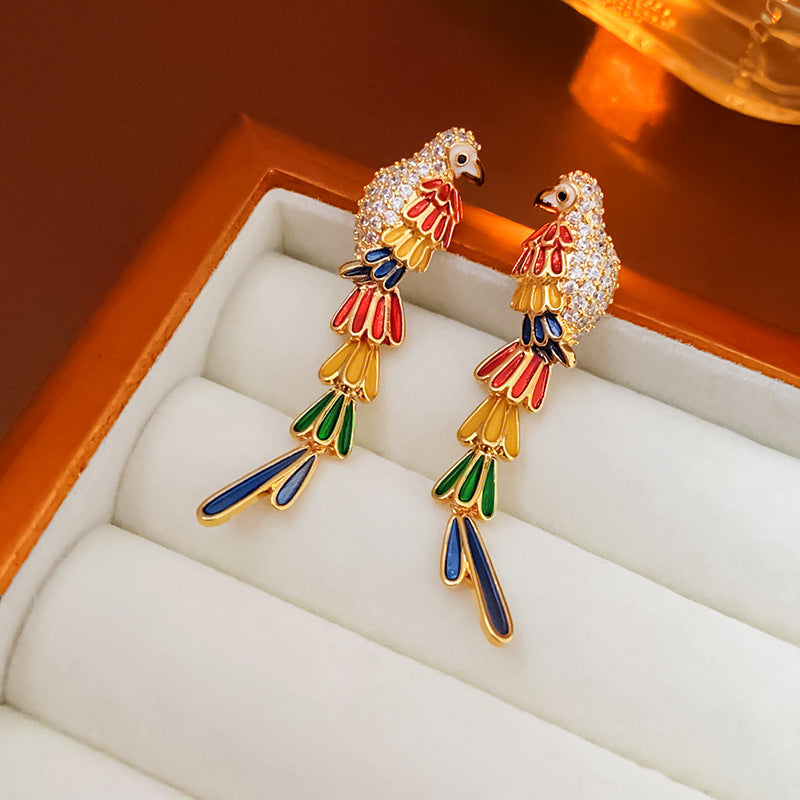 Colorful Parrot Drop Earrings