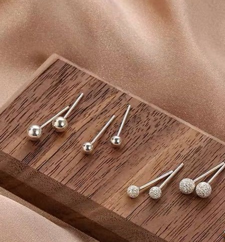 S925 Pure Silver Beads Stud Earrings