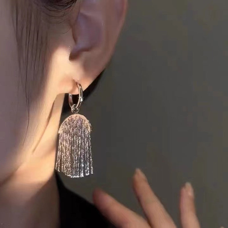 Silky Tassel Hoop Earrings