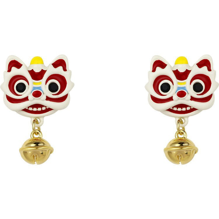 Chinese Lion Dance Stud Earrings