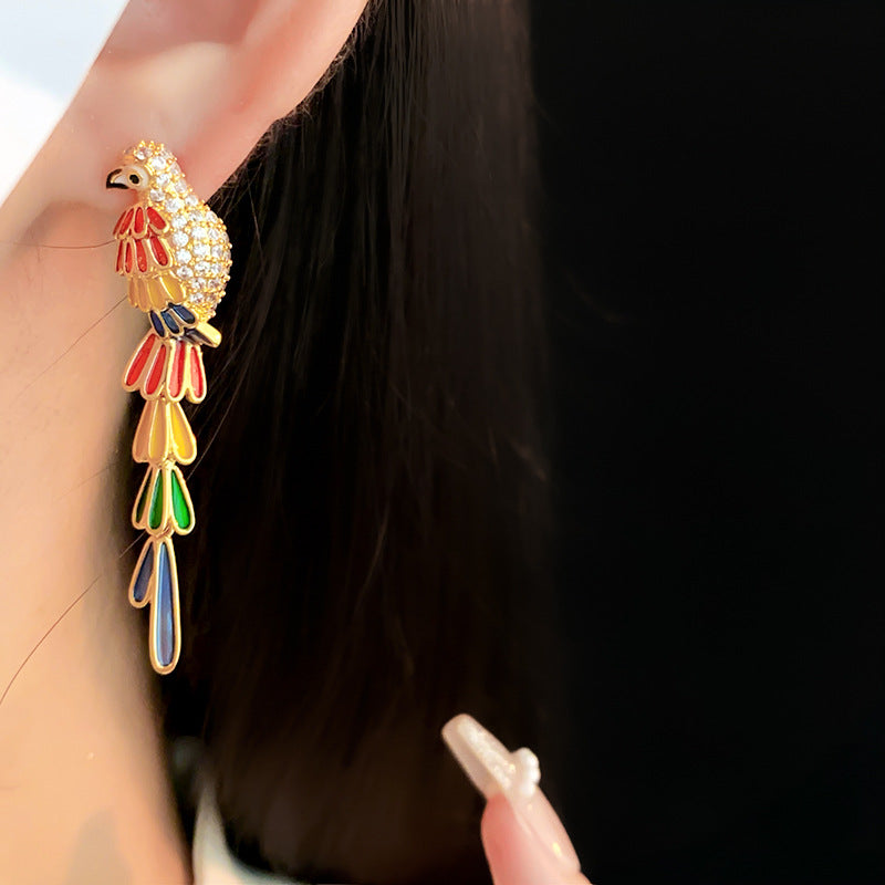 Colorful Parrot Drop Earrings