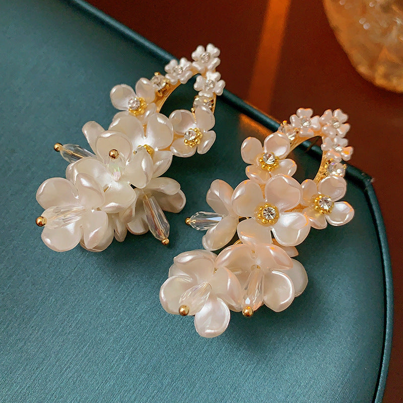 Diamond Acrylic Flower Drop Earrings