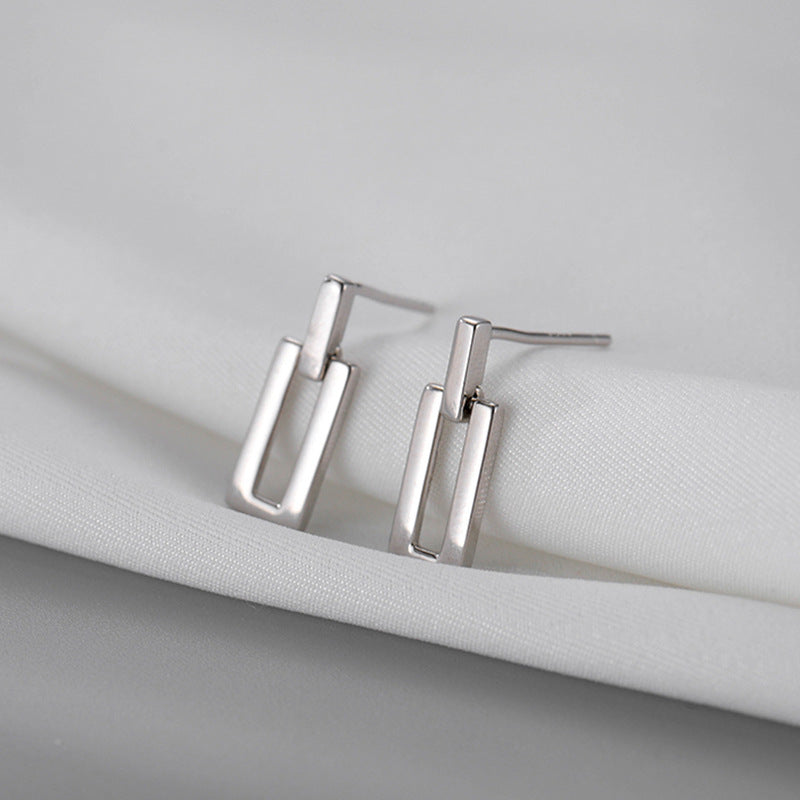 Small Hollow Square Drop Earrings