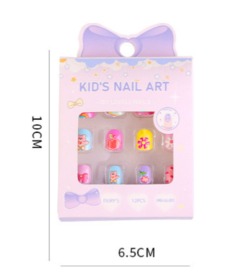 Children's 3D little press-on nails pre-glued