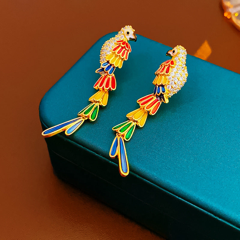 Colorful Parrot Drop Earrings