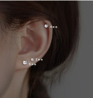 S925 Pure Silver Beads Stud Earrings