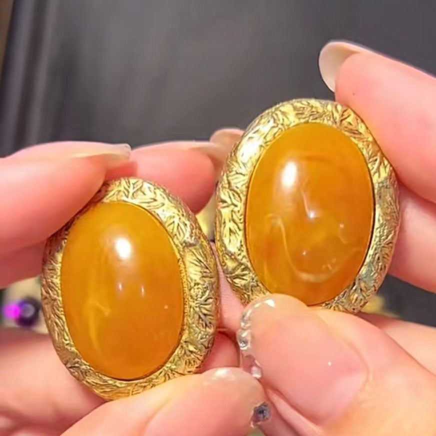 Yellow Cloud Glaze Stud Earrings