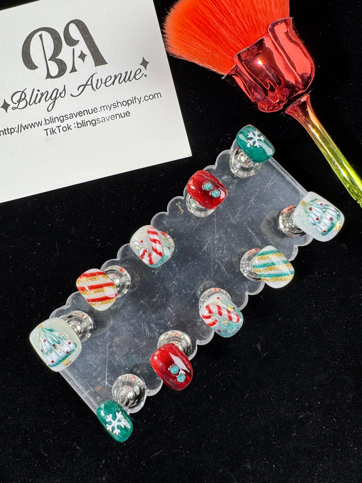 Candy Canes Press-on Nails Customized Pre-order