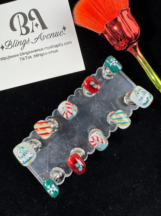 Candy Canes Press-on Nails Customized Pre-order