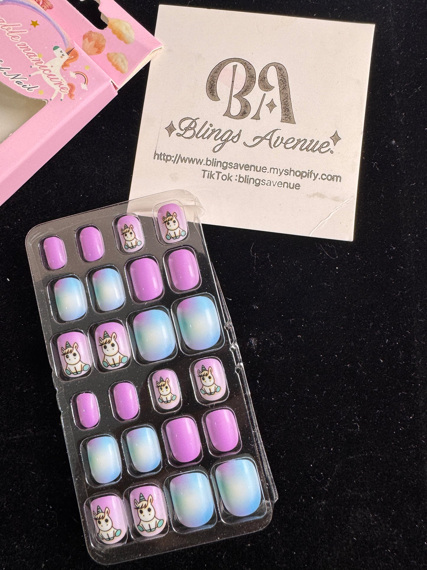 Teens Cartoon Press-on Nails 24-piece with Adhesive Backing