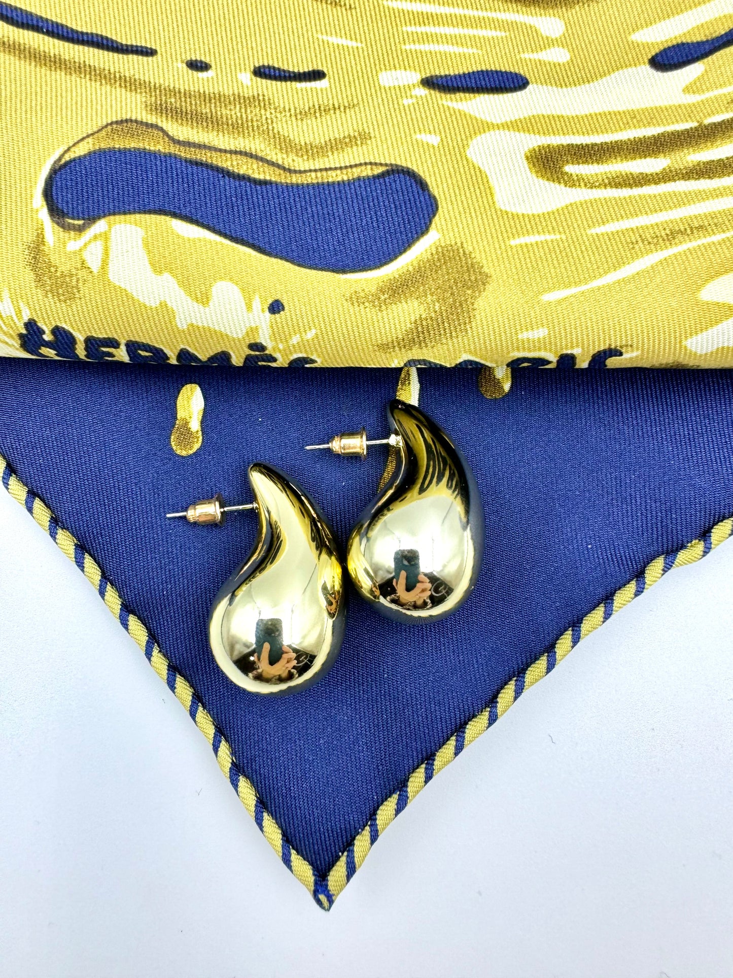 Gold and Silver Beans Stud Earrings