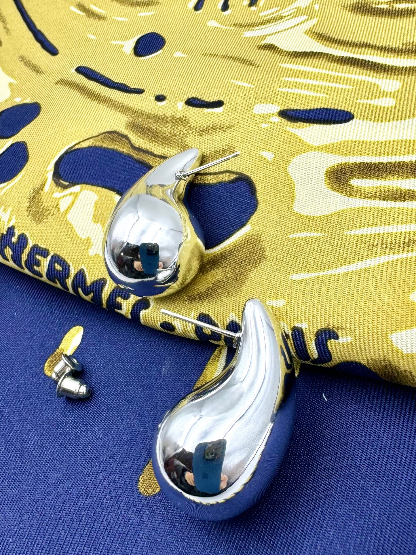 Gold and Silver Beans Stud Earrings