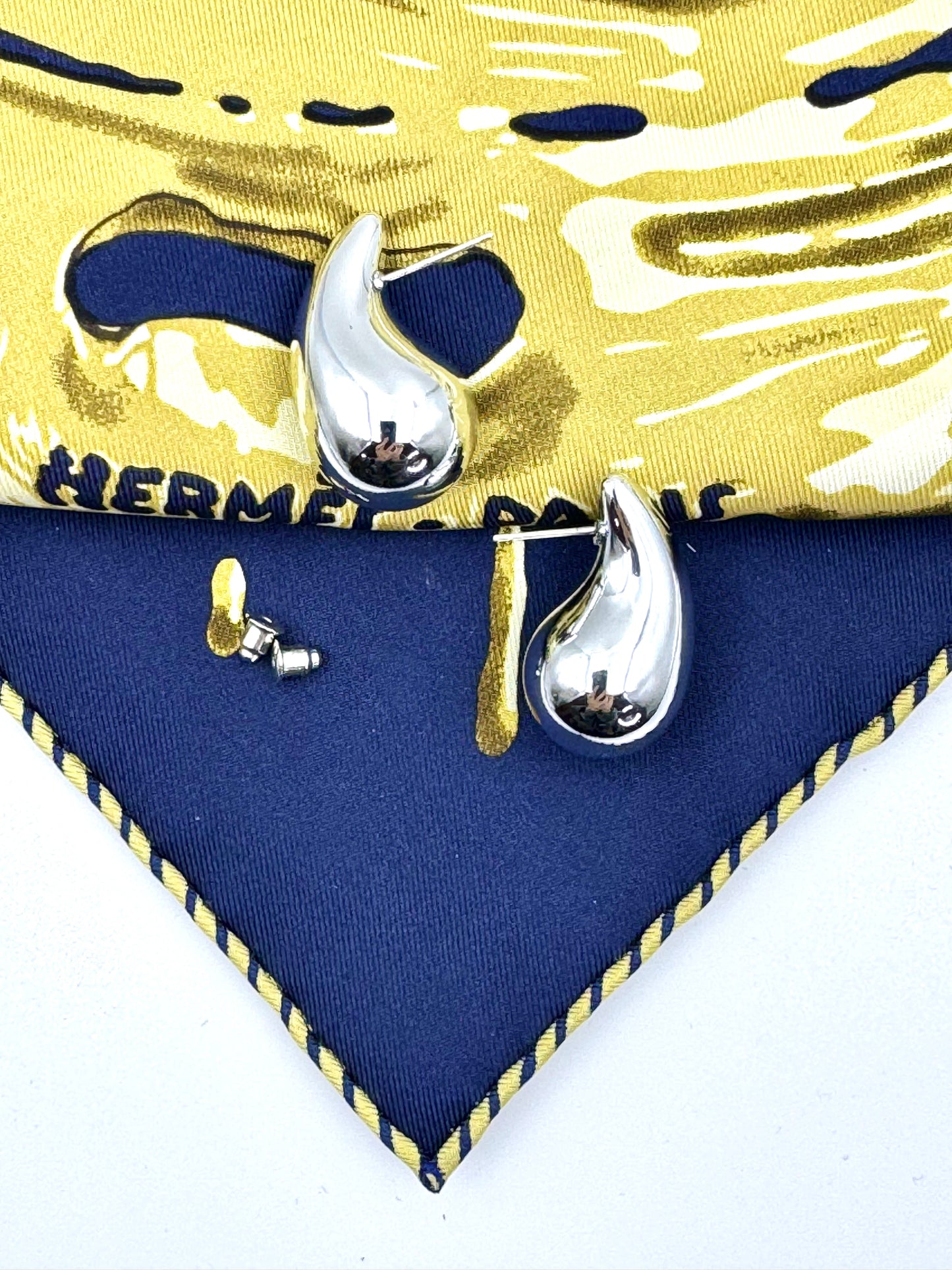 Gold and Silver Beans Stud Earrings