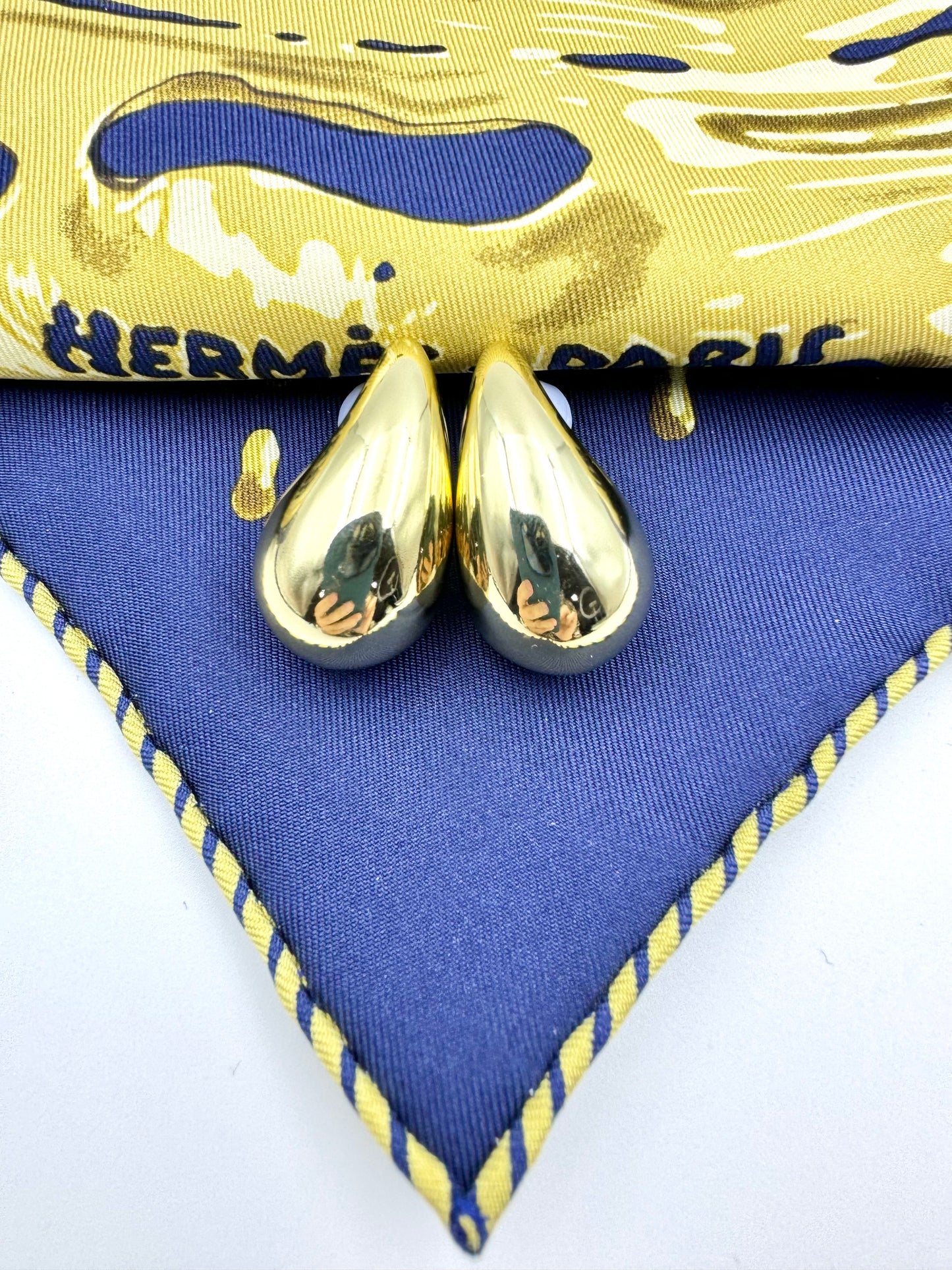 Gold and Silver Beans Stud Earrings