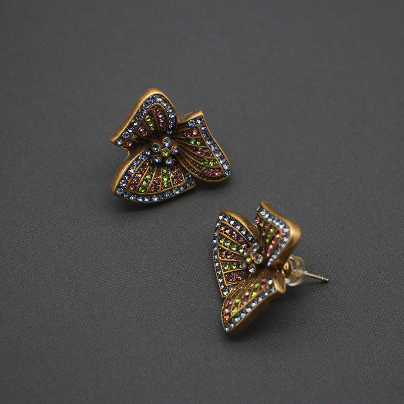 Electroplating Old Gold Petals Stud Earrings