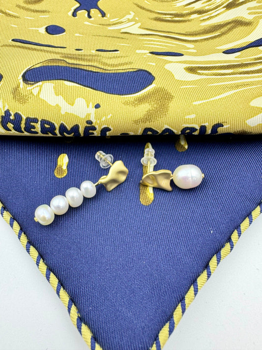 Shaped Pearls Silver Drop Earrings