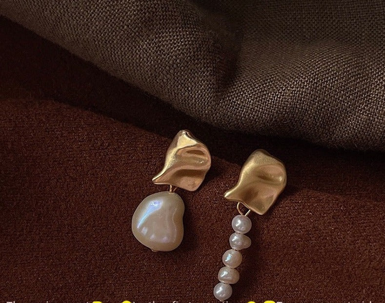 Shaped Pearls Silver Drop Earrings