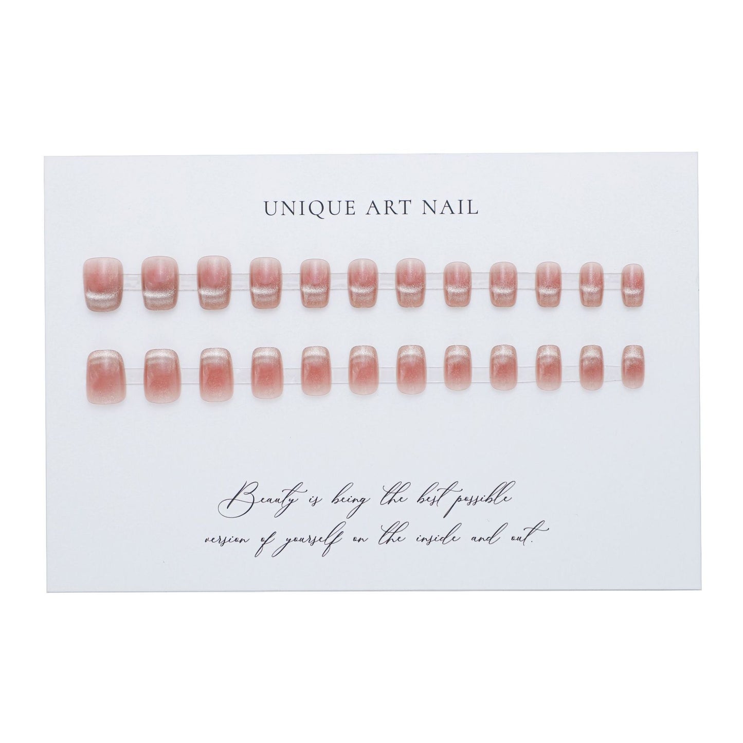 Two-tone cat's eye and crystal cat's eye press-on nails 24pcs （long/short）