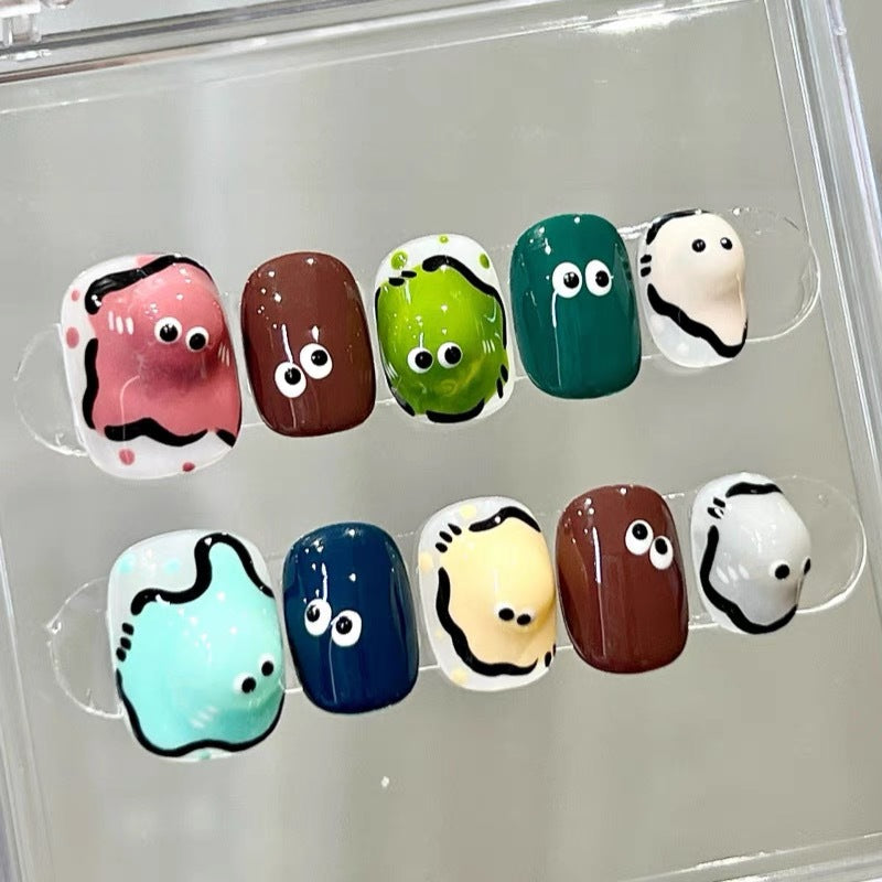 Cute eyes solid color press-on nails (Size Selection)