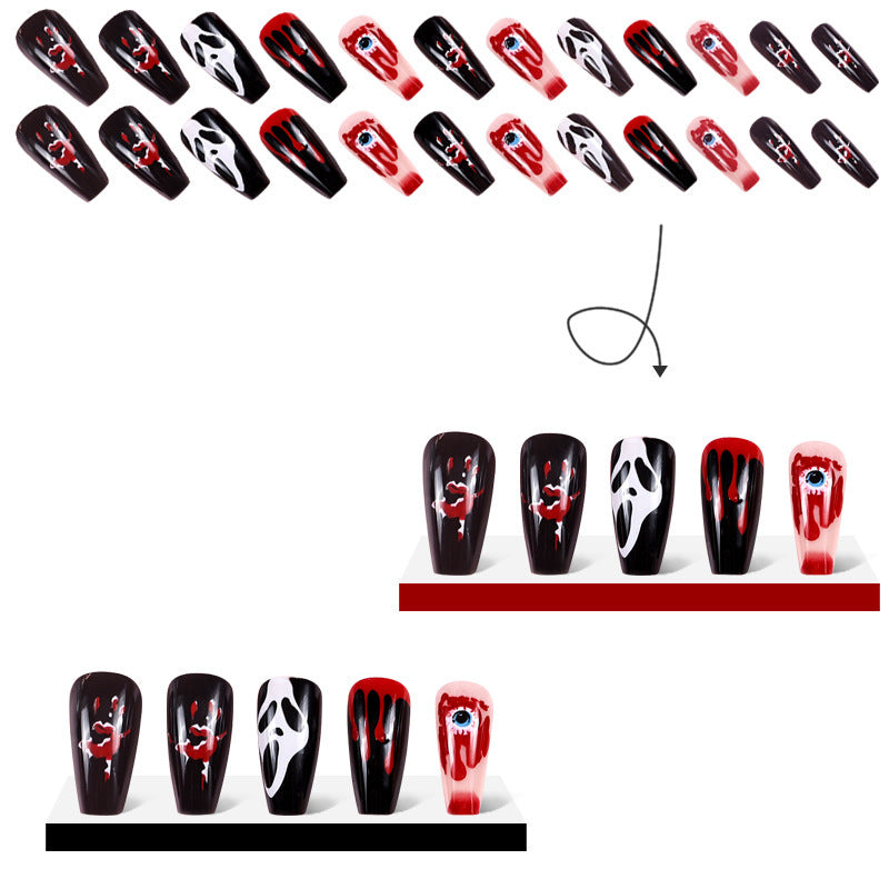 Halloween press-on nails long nails 24Pcs