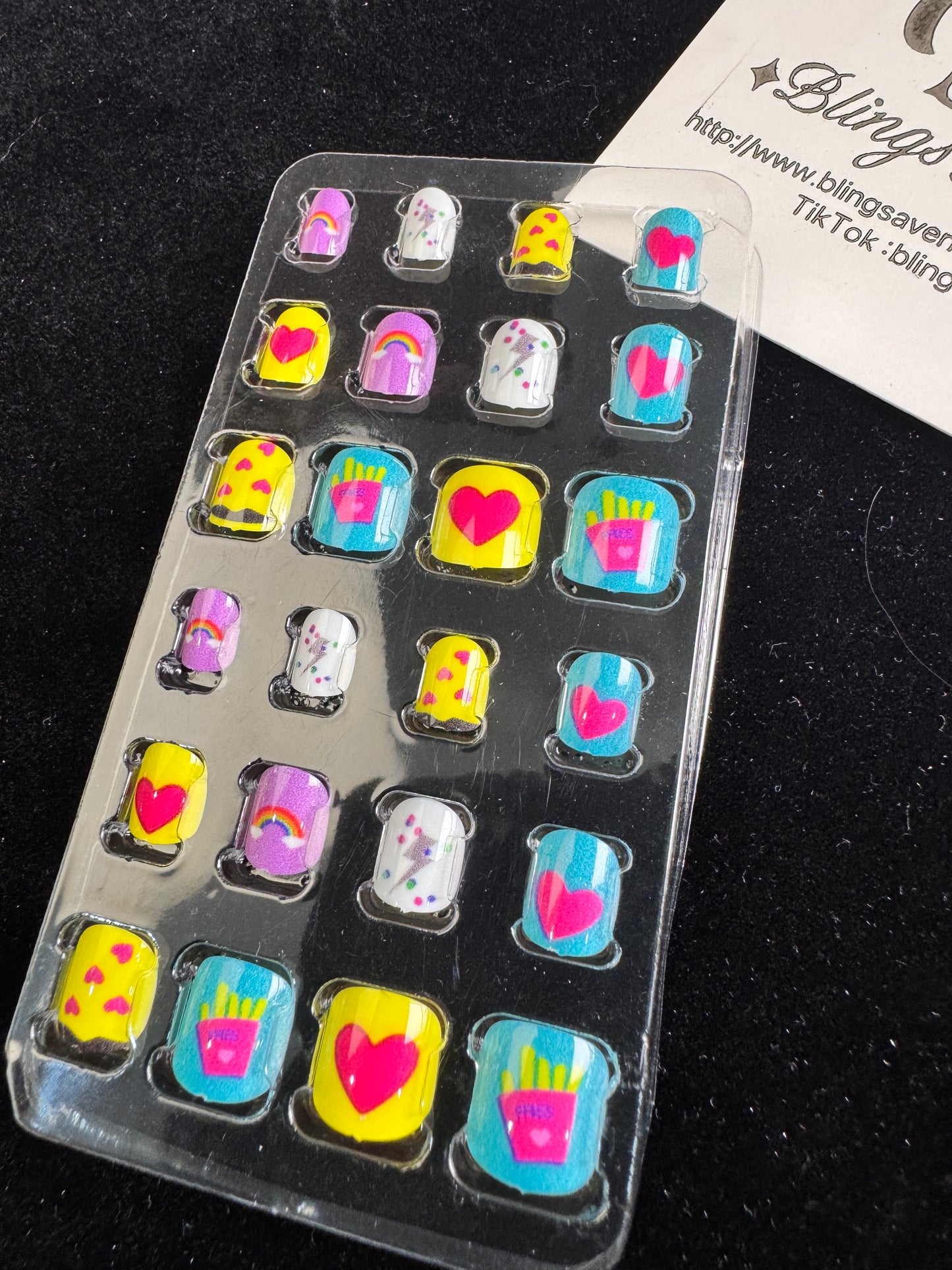 Children Cartoon Press-on Nails 24-piece with Adhesive Backing