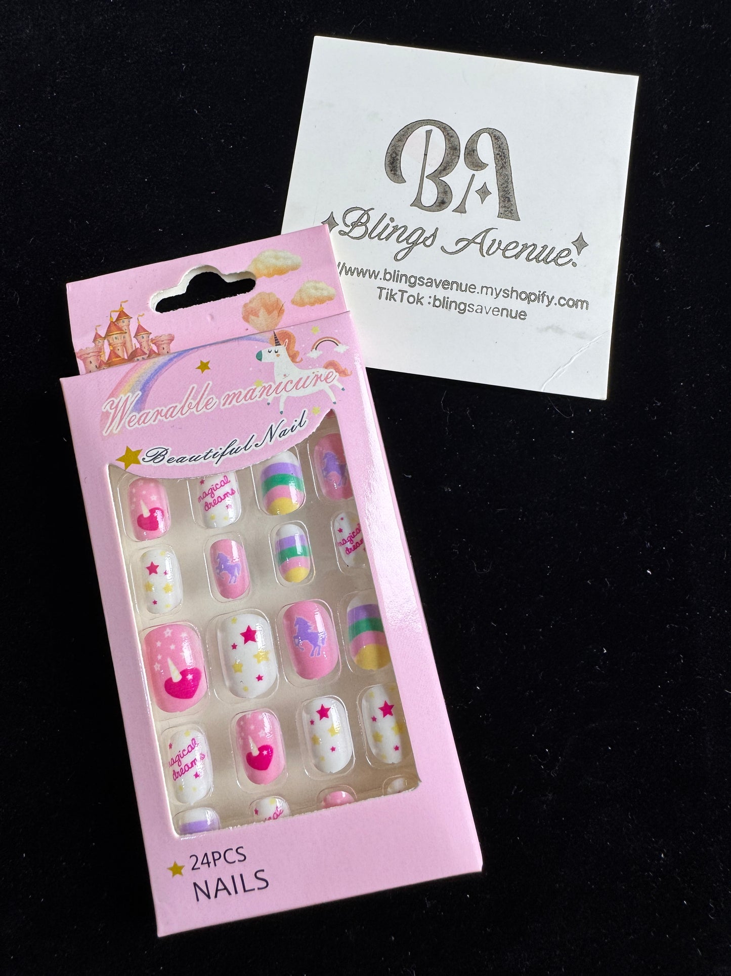 Teens Cartoon Press-on Nails 24-piece with Adhesive Backing