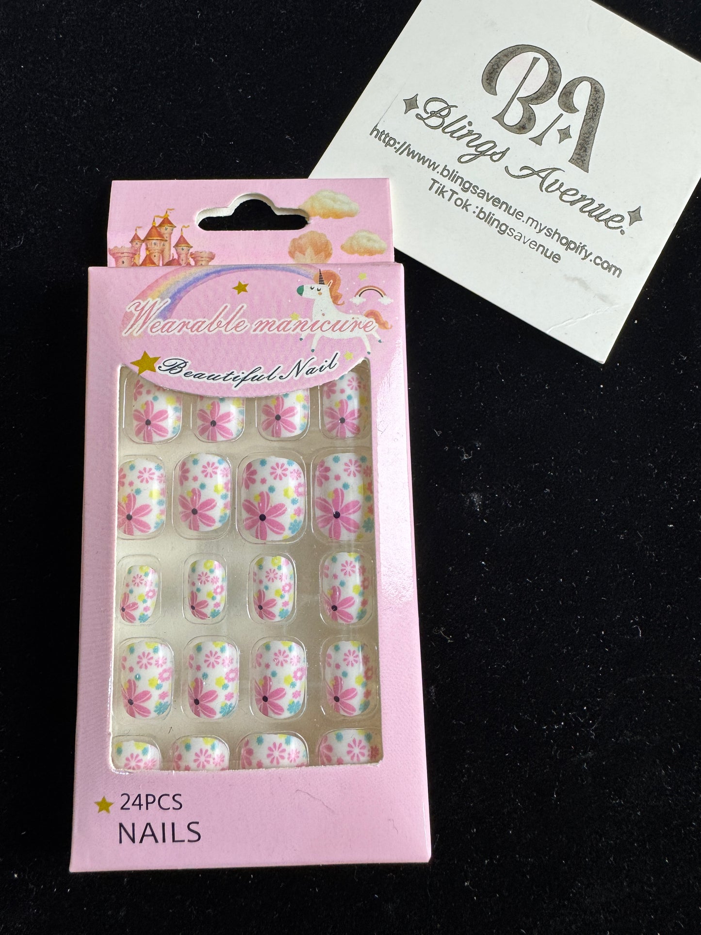 Teens Cartoon Press-on Nails 24-piece with Adhesive Backing