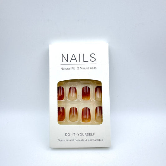 Mocha coffee rendering press-on short nails 24pcs