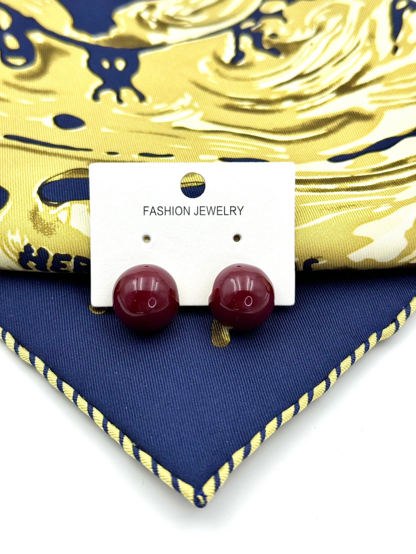 Vintage Wine Red Beans Stud Earrings
