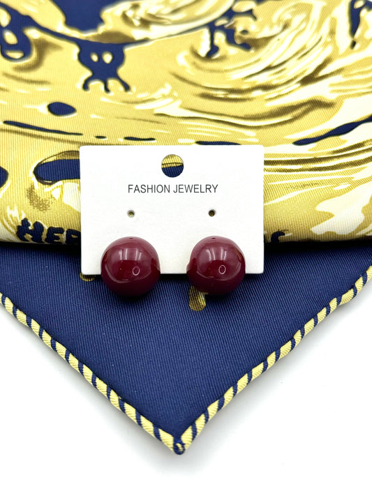 Vintage Wine Red Beans Stud Earrings