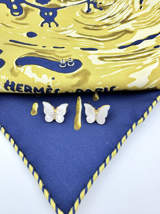 White Shell Butterfly Stud Earrings
