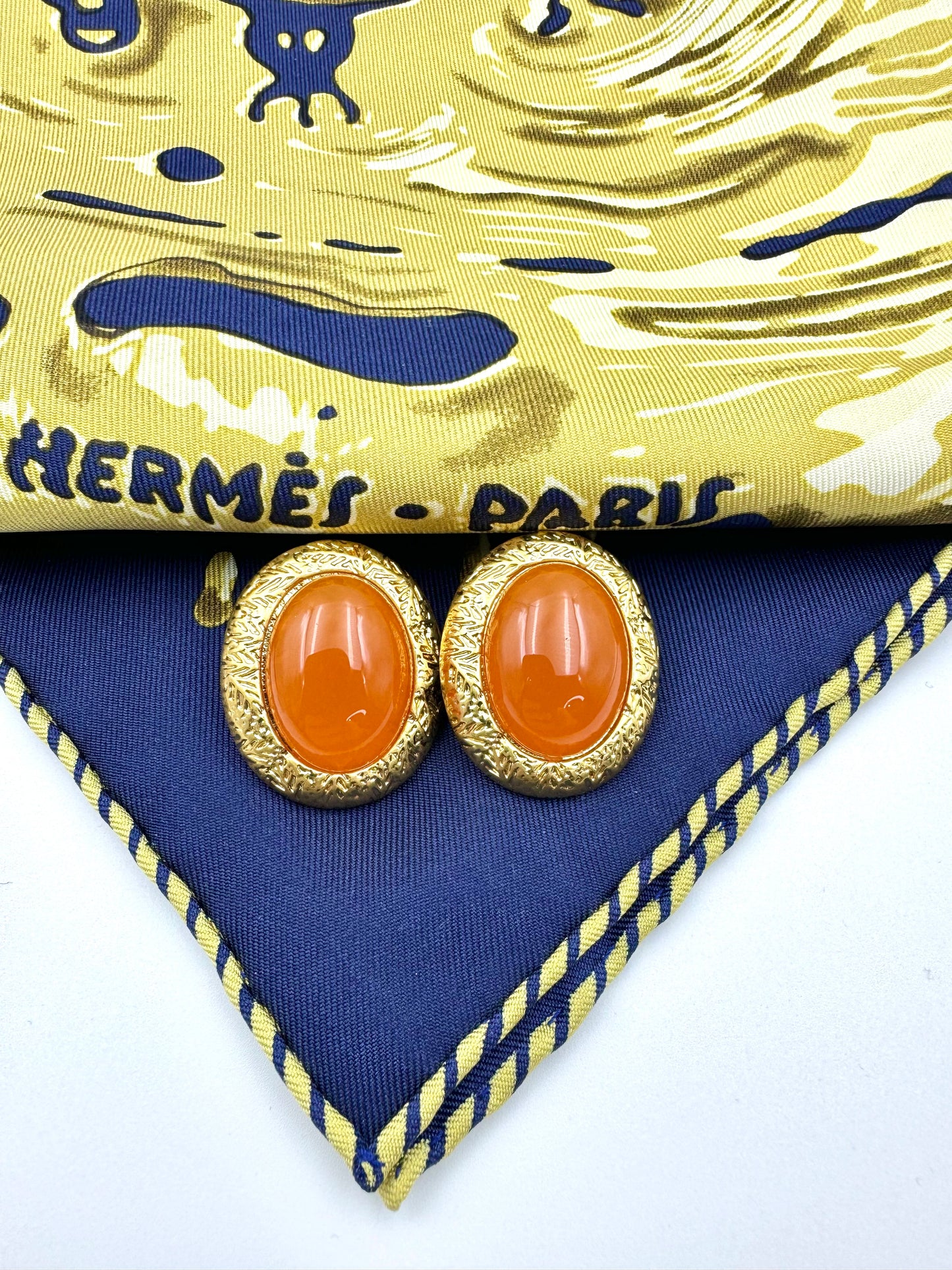 Yellow Cloud Glaze Stud Earrings