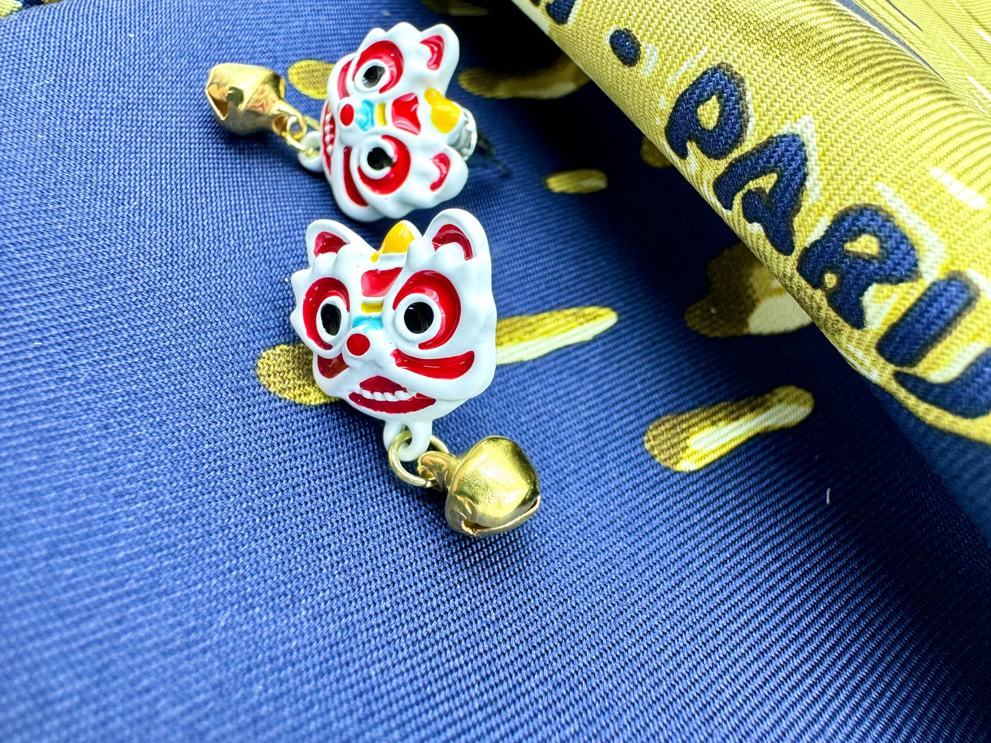 Chinese Lion Dance Stud Earrings