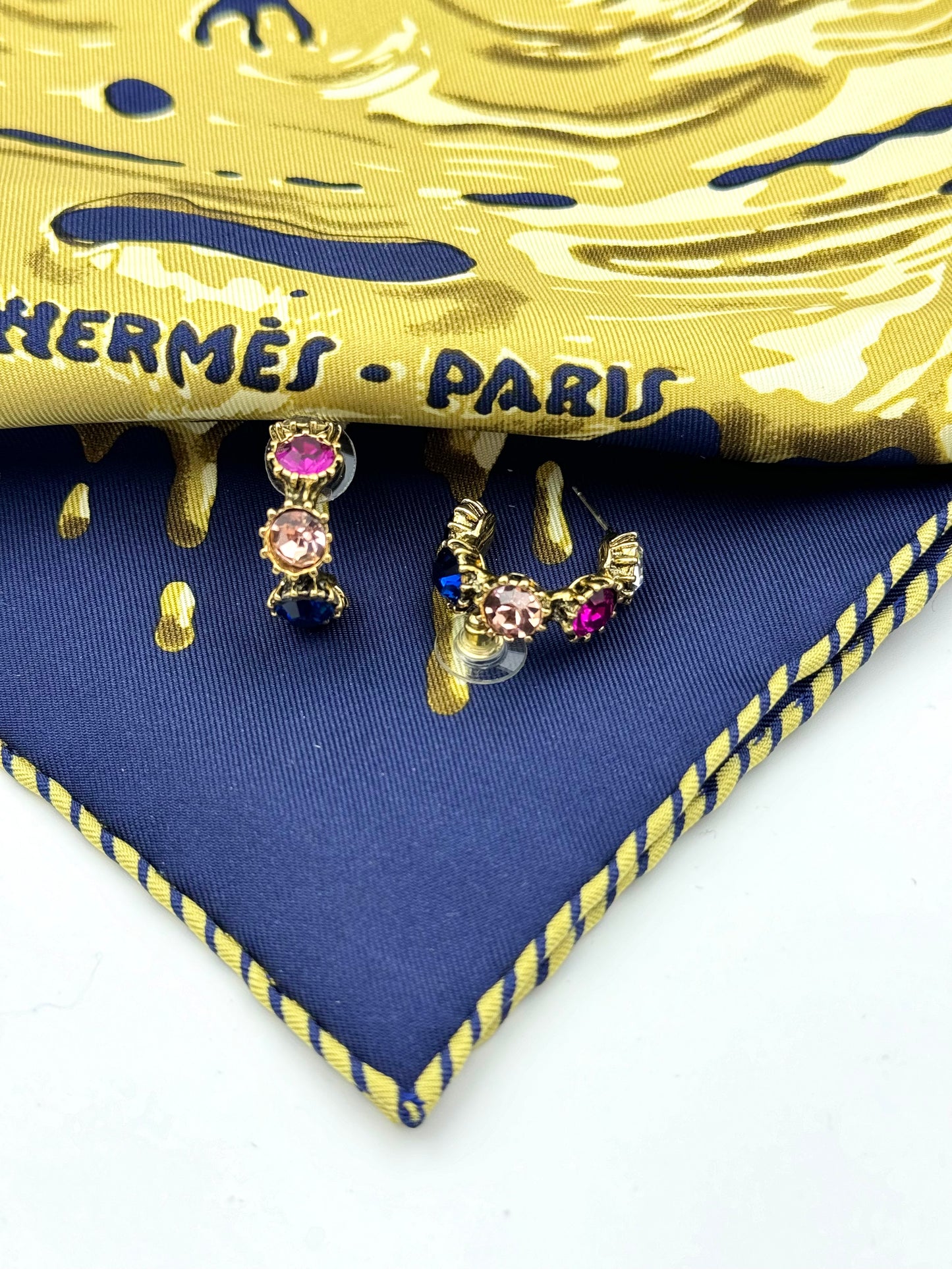 Vintage diamond baroque Hoop Earrings