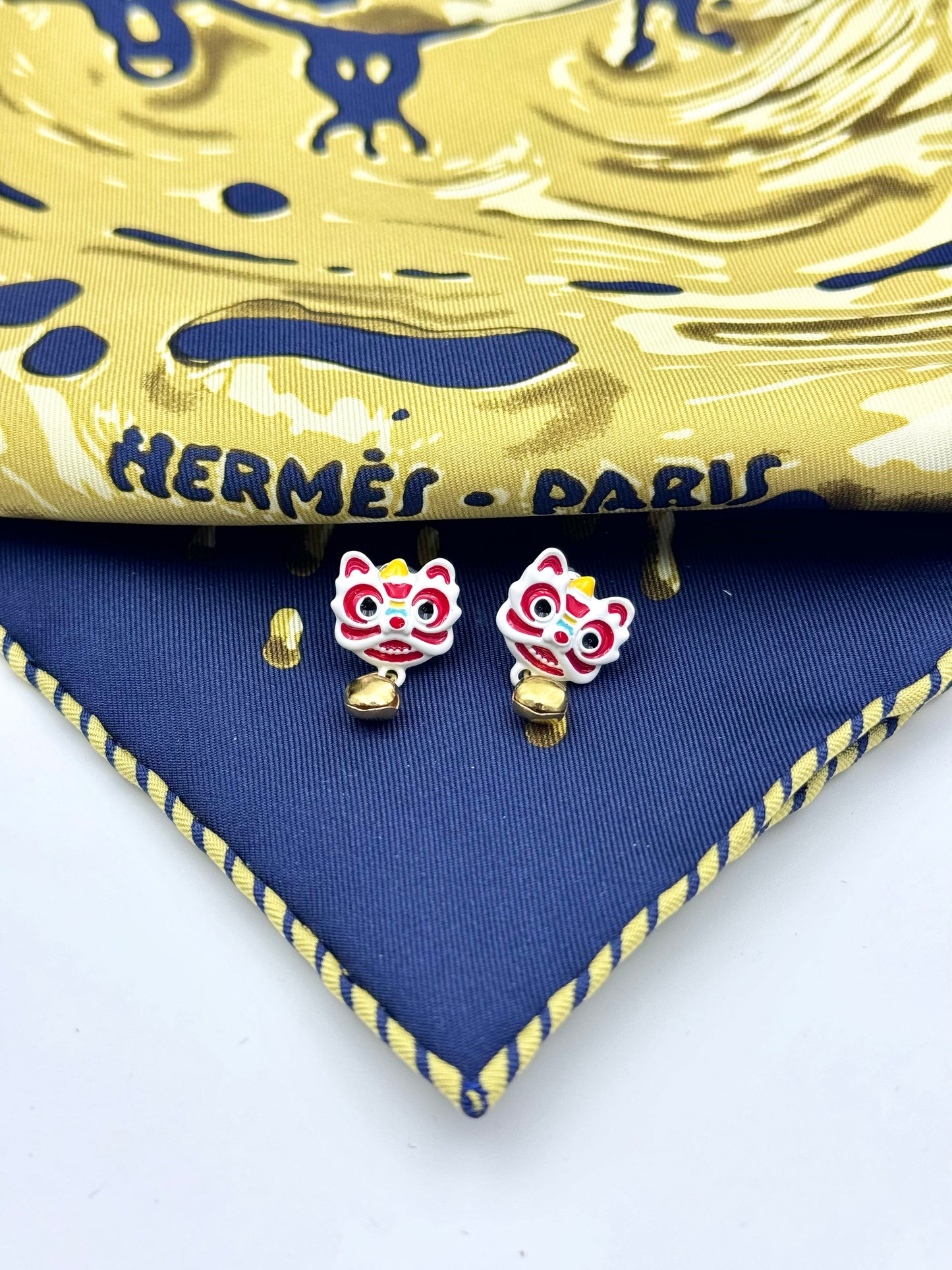 Chinese Lion Dance Stud Earrings