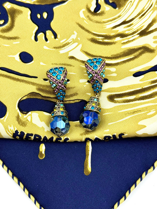 Antique Style Contrasting Zircon Crystal Drop Earrings