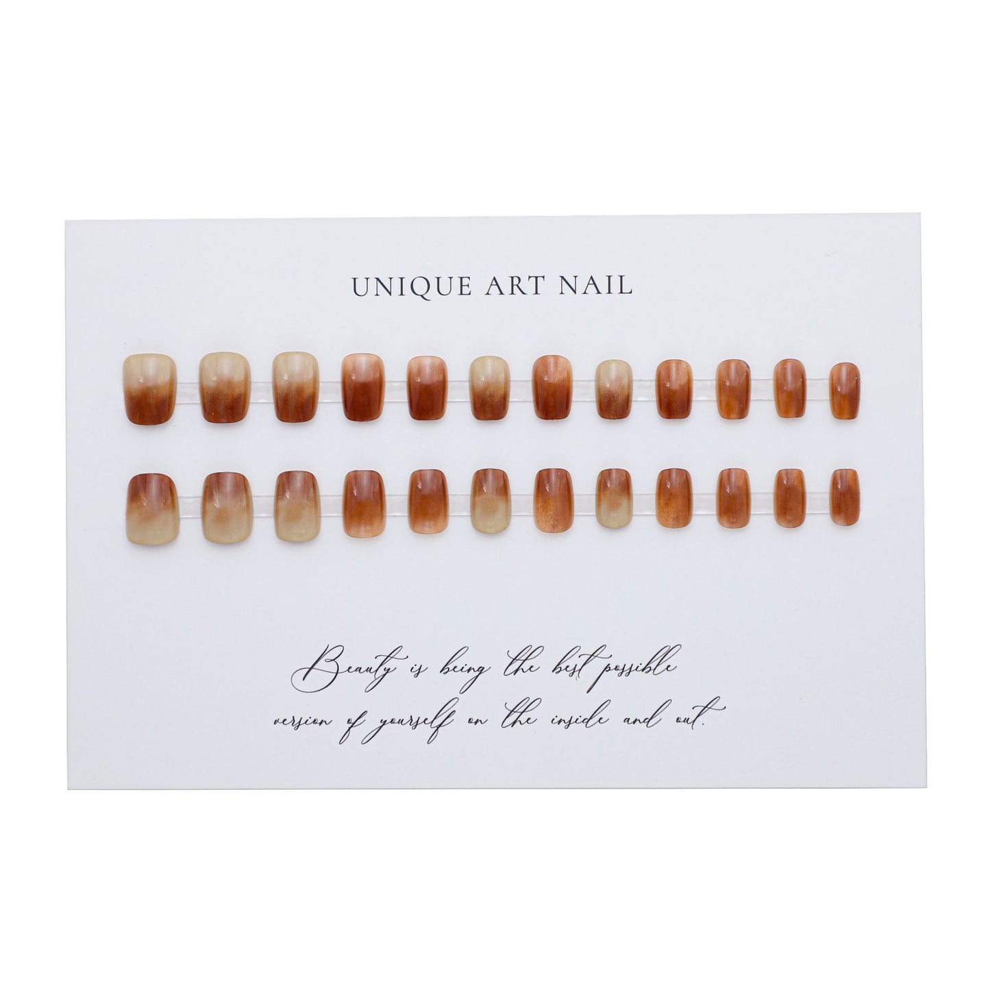 Mocha coffee rendering press-on short nails 24pcs