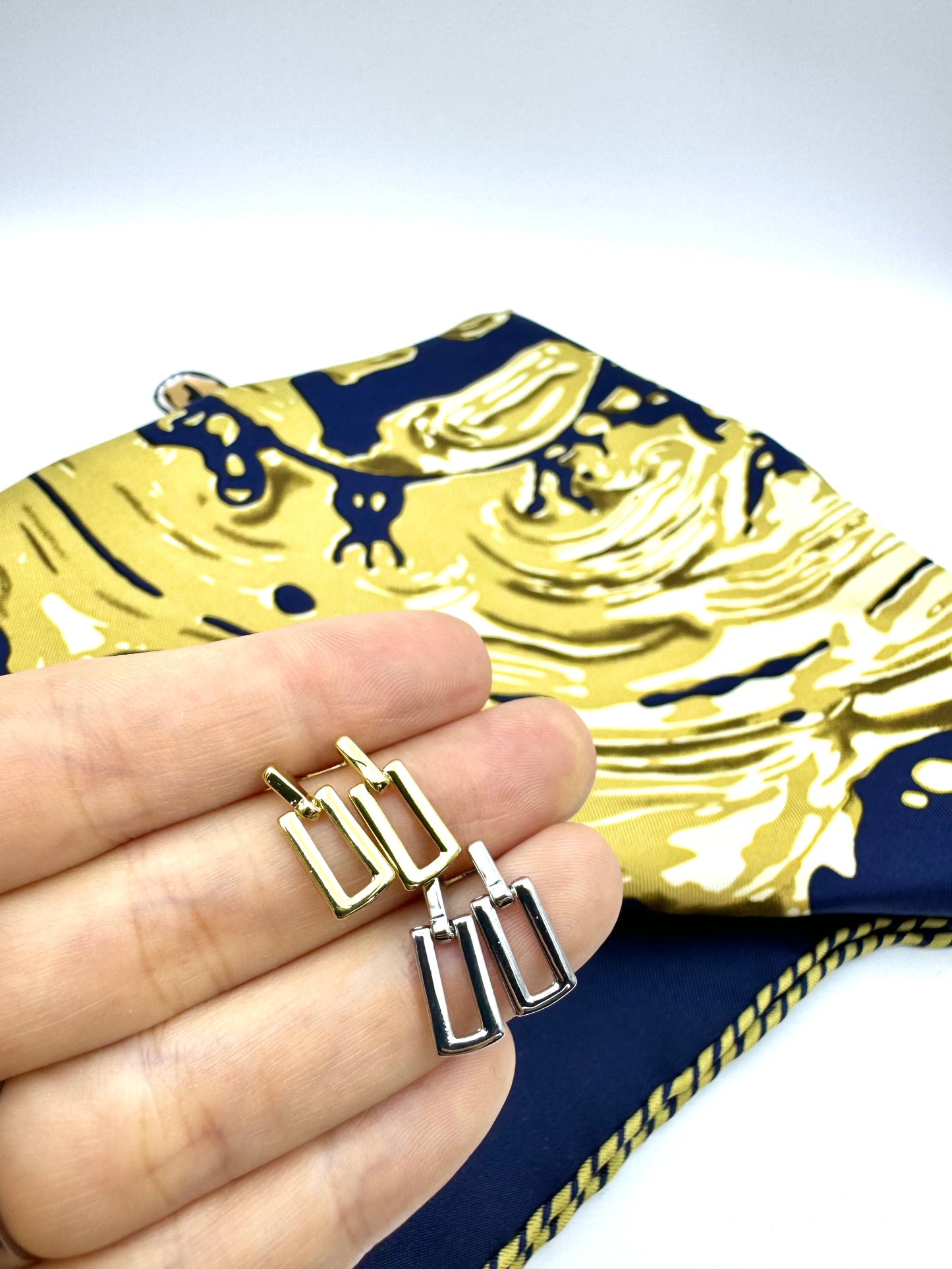 Small Hollow Square Drop Earrings