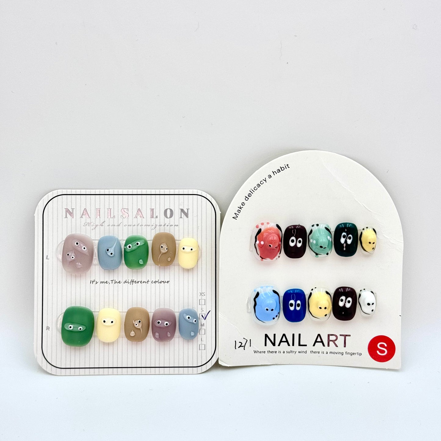 Cute eyes solid color press-on nails (Size Selection)
