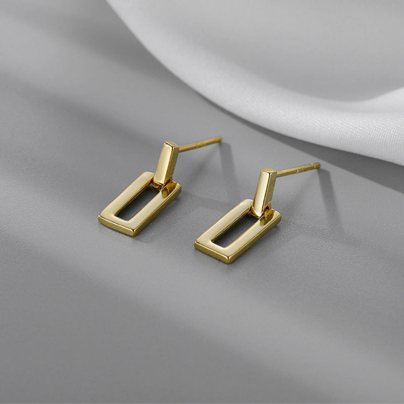 Small Hollow Square Drop Earrings
